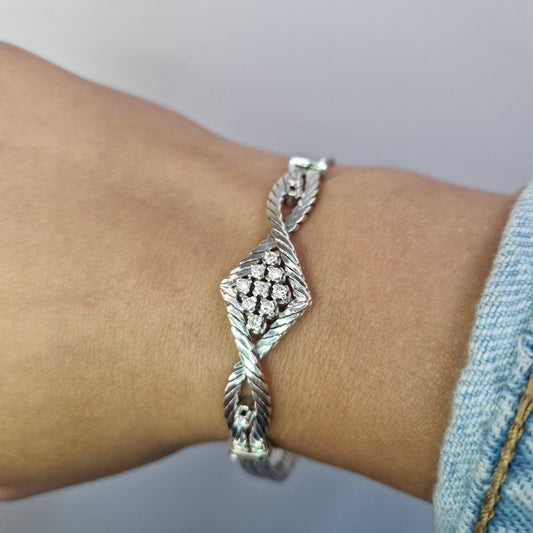 18k Vitgulds armband med diamanter 0,38ct - Smyckesbanken