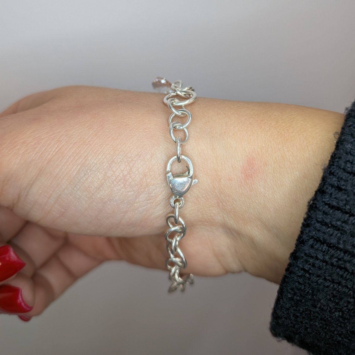 Silver armband med kristall hjärta - Smyckesbanken