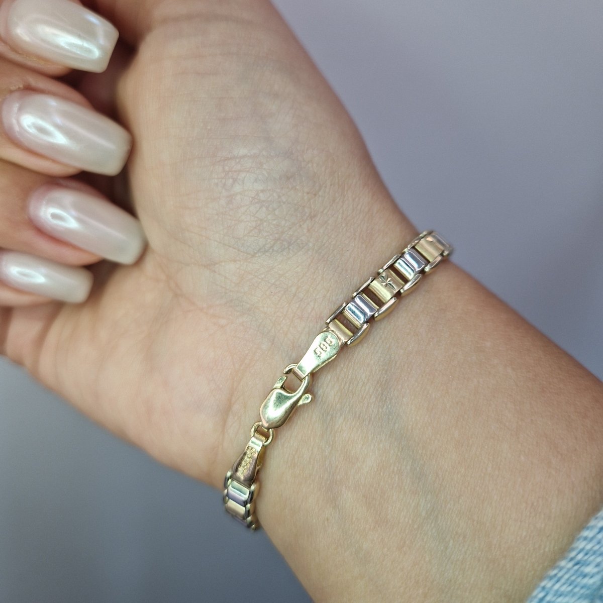 ID - armband tvåfärgat 14k guld - Smyckesbanken