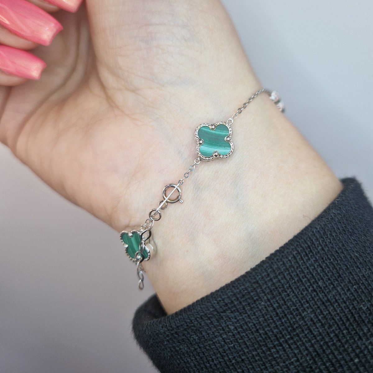 Klöver armband 14k vitguld - Smyckesbanken