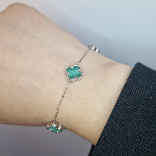 Klöver armband 14k vitguld - Smyckesbanken