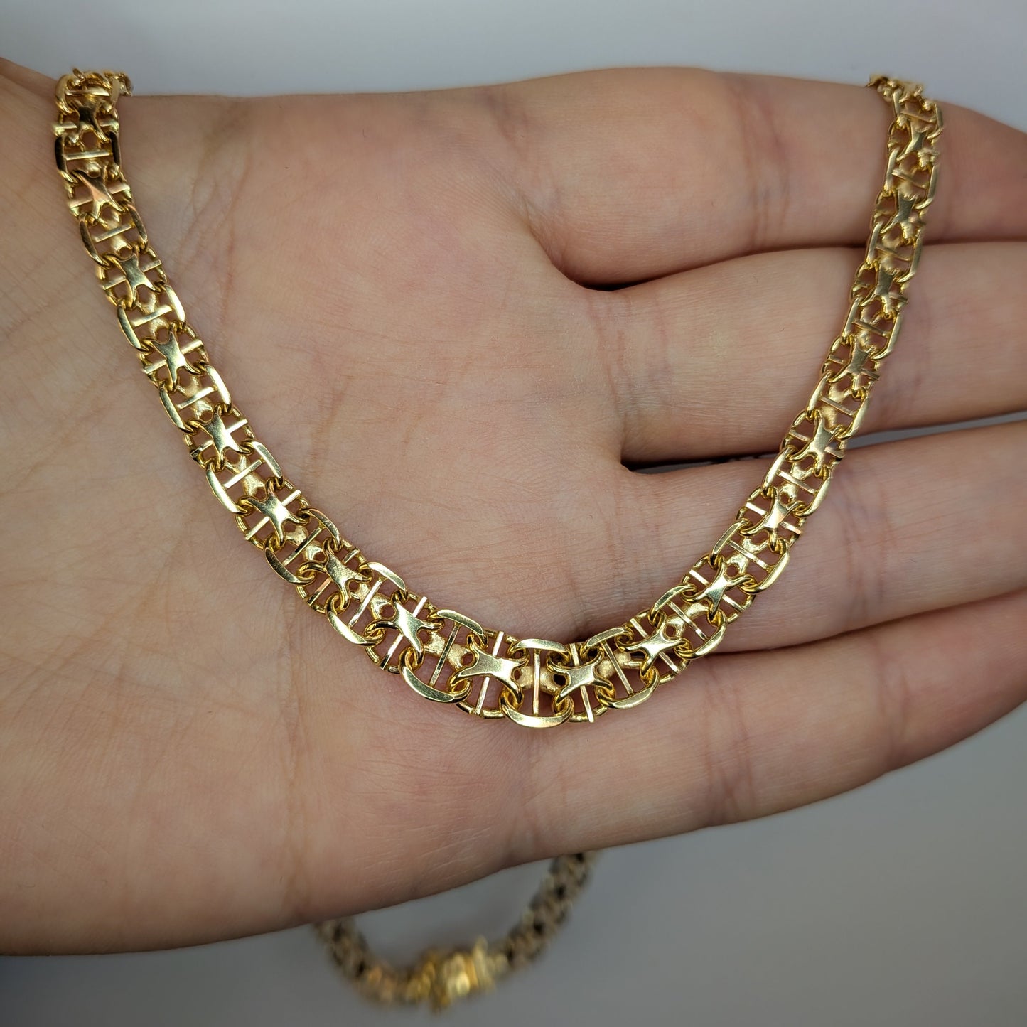 Stav x-länk halsband 18k guld 43cm