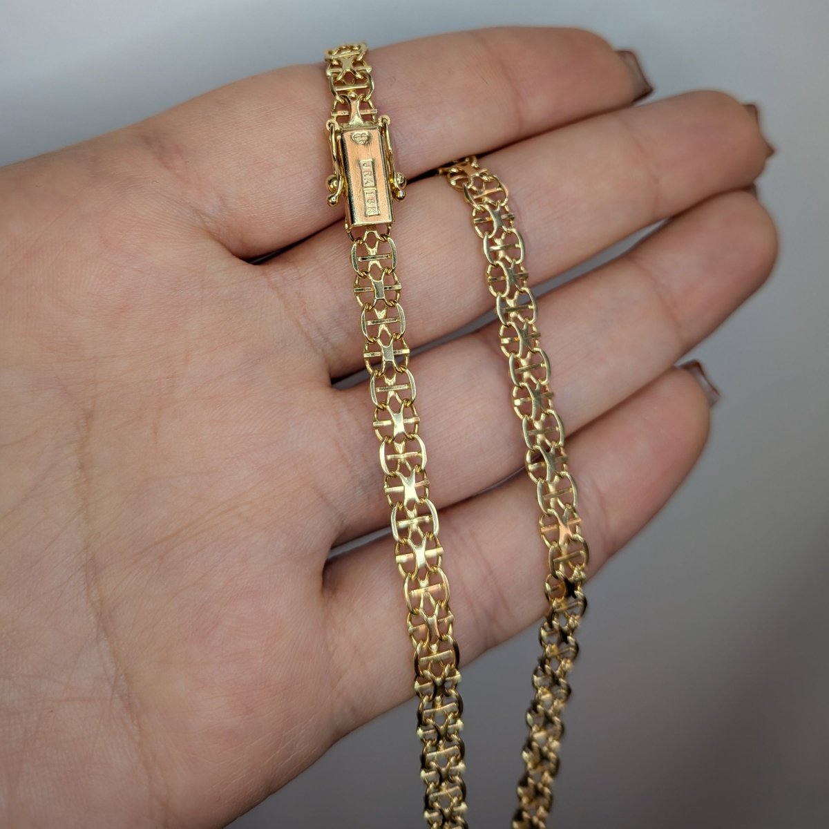 Stav x - länk halsband 18k guld 43cm - Smyckesbanken