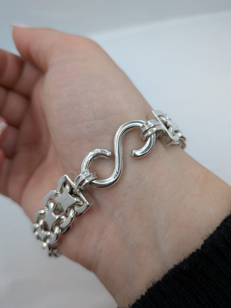 X - länk silver armband massiv - Smyckesbanken