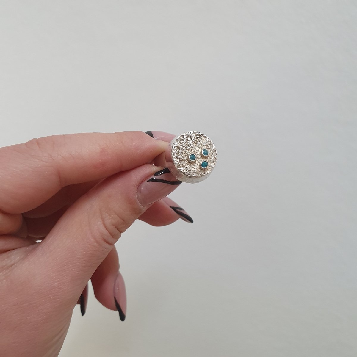 SIlver ring med turkoser - Smyckesbanken