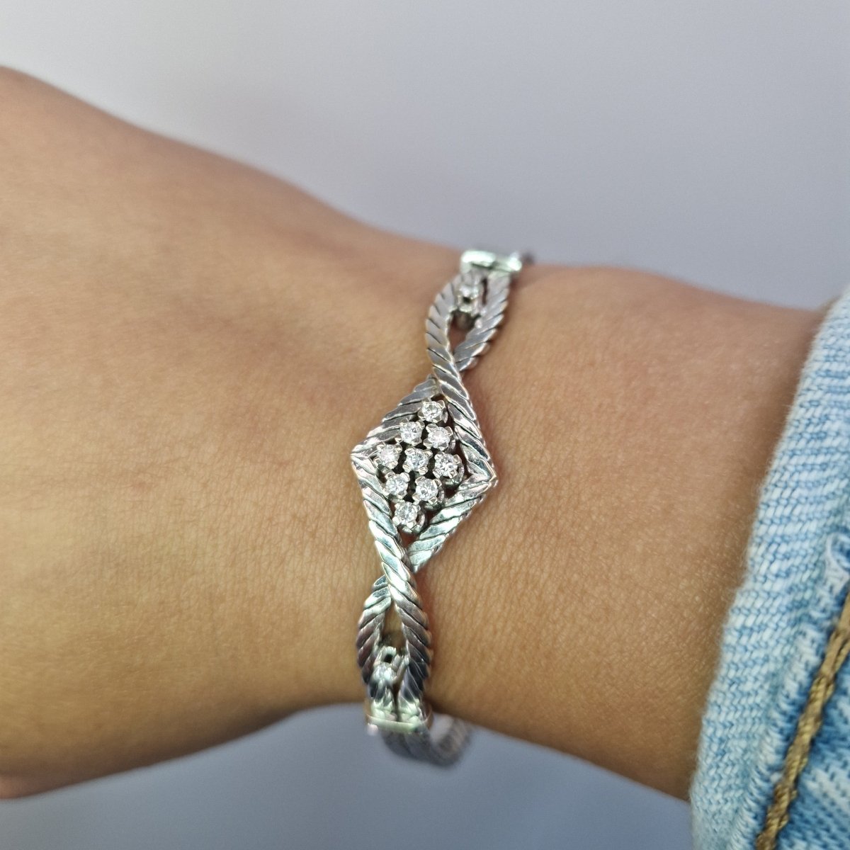 18k Vitgulds armband med diamanter 0,38ct - Smyckesbanken