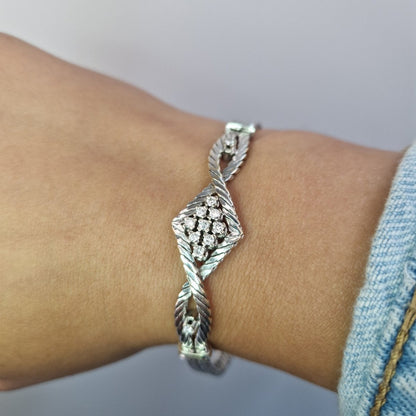 18k Vitgulds armband med diamanter 0,38ct - Smyckesbanken