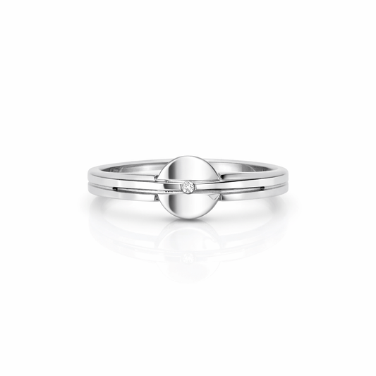 18K vitgulds ring med en diamant - Smyckesbanken