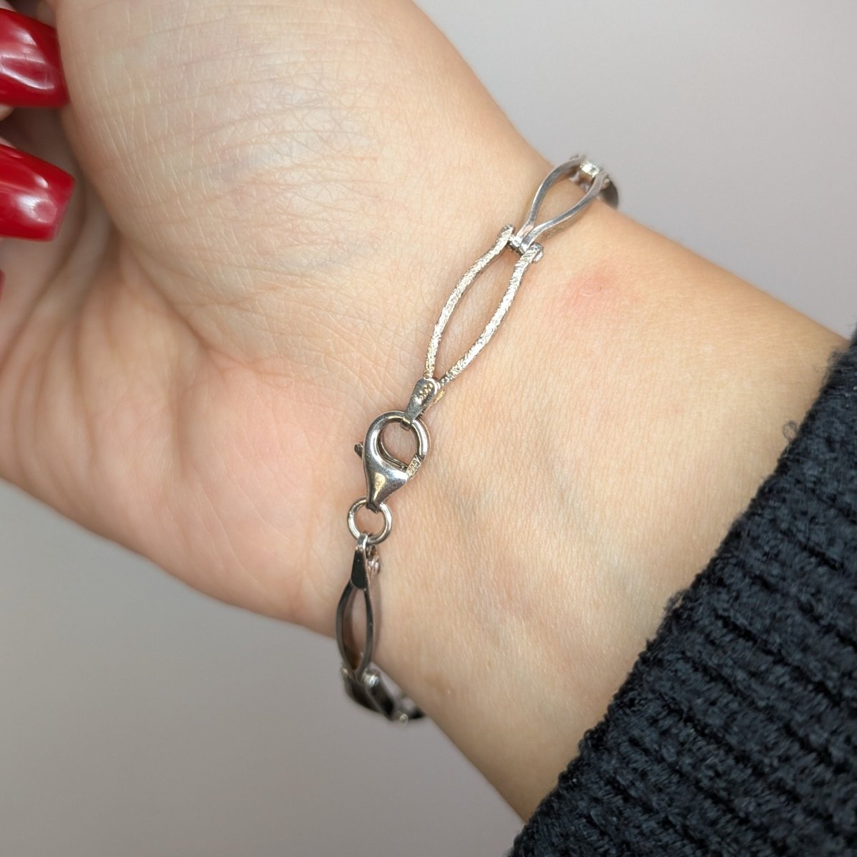 Armband i äkta silver med ovala öglor