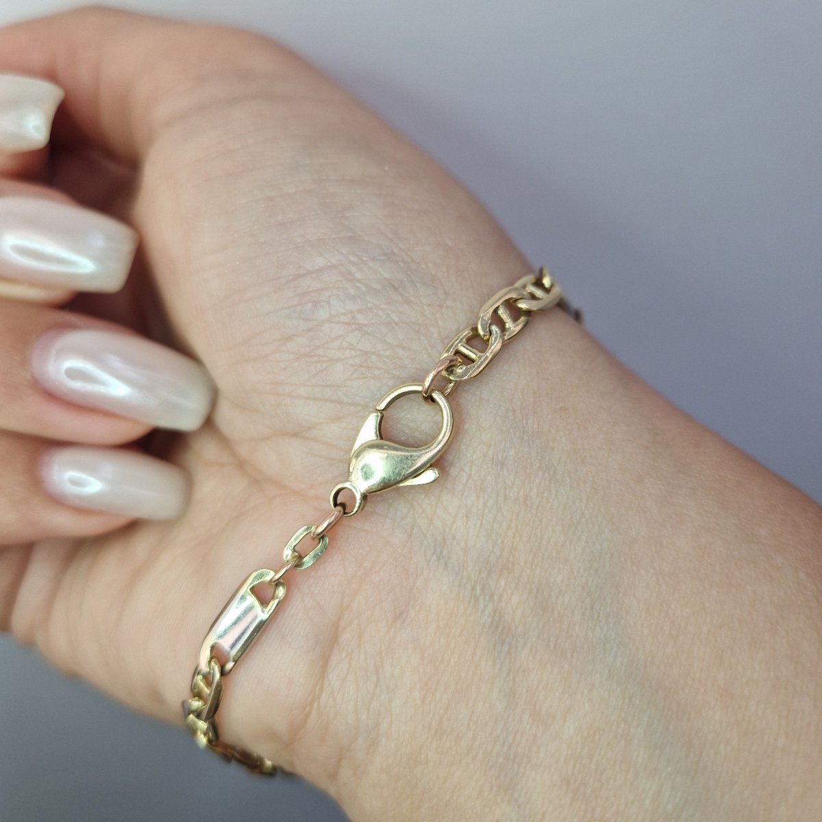 Armband med plattor vitt & rött 14k guld - Smyckesbanken