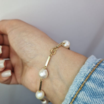 Armband stavar med pärlor 18k guld - Smyckesbanken