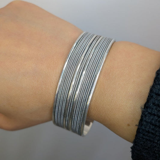 Bred stel armring äkta silver - Smyckesbanken