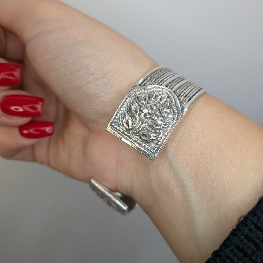 Bred stel armring äkta silver - Smyckesbanken