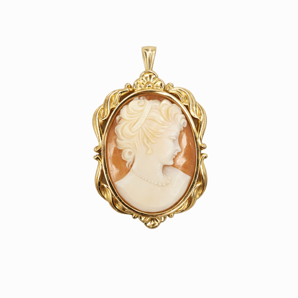 Camé brosch & Hänge massivt i 18k guld - Smyckesbanken