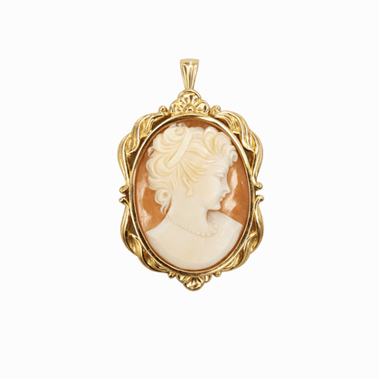 Camé brosch & Hänge massivt i 18k guld - Smyckesbanken