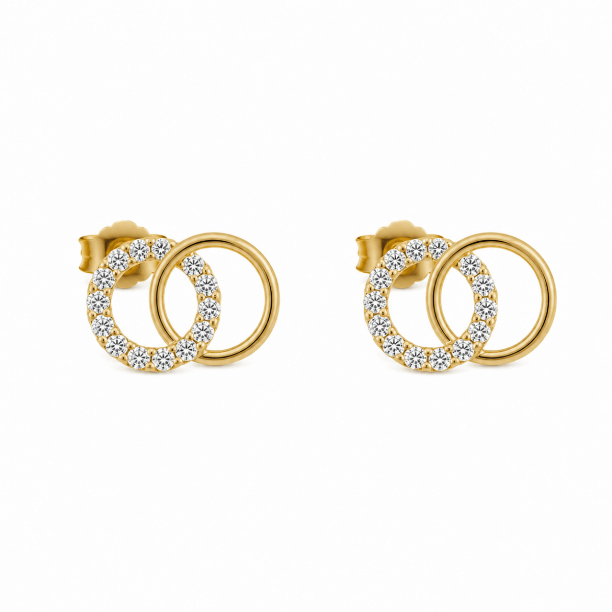Cirkulära örhängen med cubic zirconia 14k - Smyckesbanken