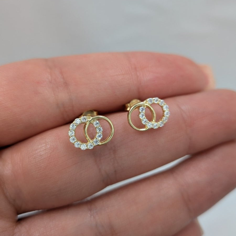 Cirkulära örhängen med cubic zirconia 14k - Smyckesbanken