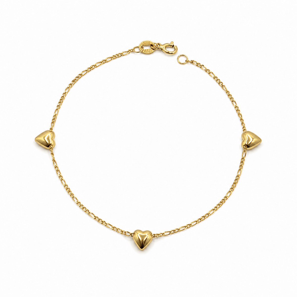 Figaro armband med hjärtan 18k guld 