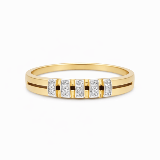 Guldring med i 18k med diamanter - Smyckesbanken