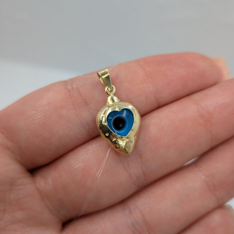 Hängsmycke jordgubbe med evil eye 14k guld - Smyckesbanken
