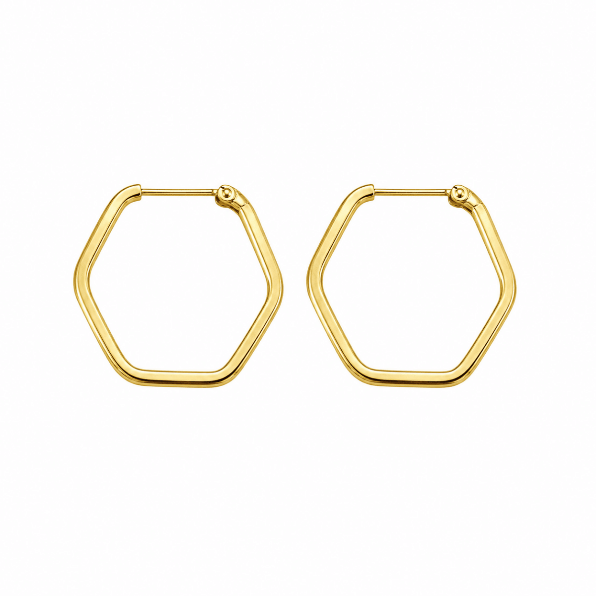 Hexagon guld örhängen 18k guld - Smyckesbanken