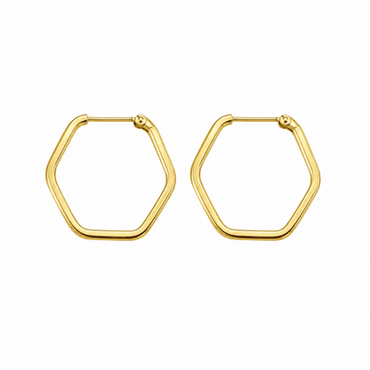 Hexagon guld örhängen 18k guld - Smyckesbanken