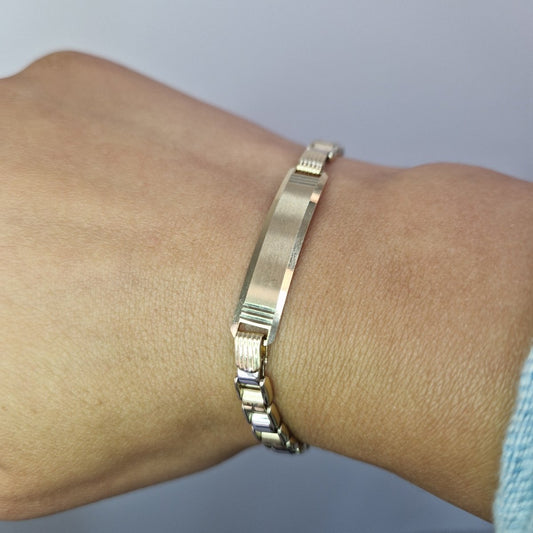 ID - armband tvåfärgat 14k guld - Smyckesbanken