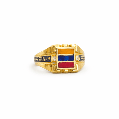 Klackring 18k guld Armeniska flaggan - Smyckesbanken