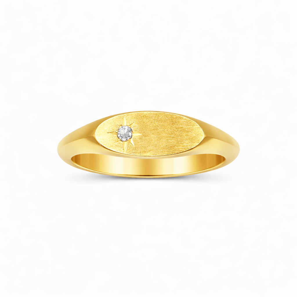 Klackring 18k guld unisex med vit spinell - Smyckesbanken