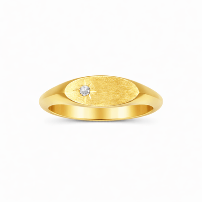 Klackring 18k guld unisex med vit spinell - Smyckesbanken