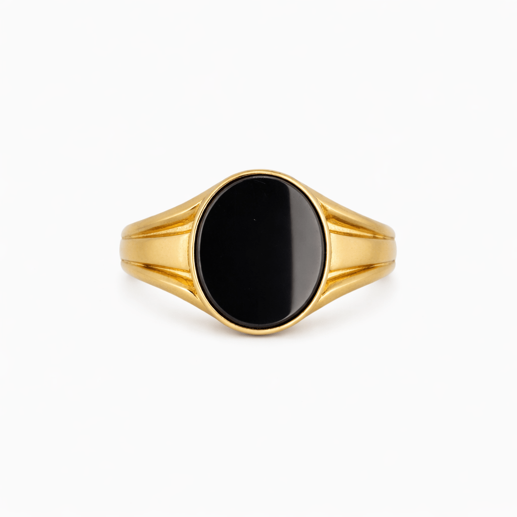 Klackring med oval onyx sten - Smyckesbanken