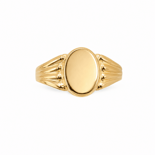 Klackring oval & platt 18k guld 17mm - Smyckesbanken