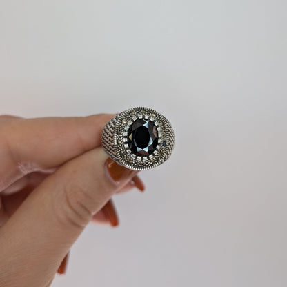 Klackring silver hematit storlek 19 - Smyckesbanken