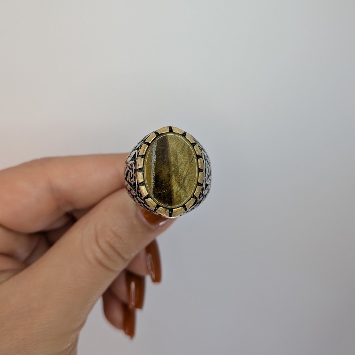 Klackring sterling silver tigeröga - Smyckesbanken