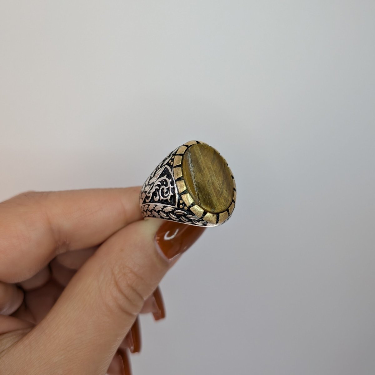 Klackring sterling silver tigeröga - Smyckesbanken