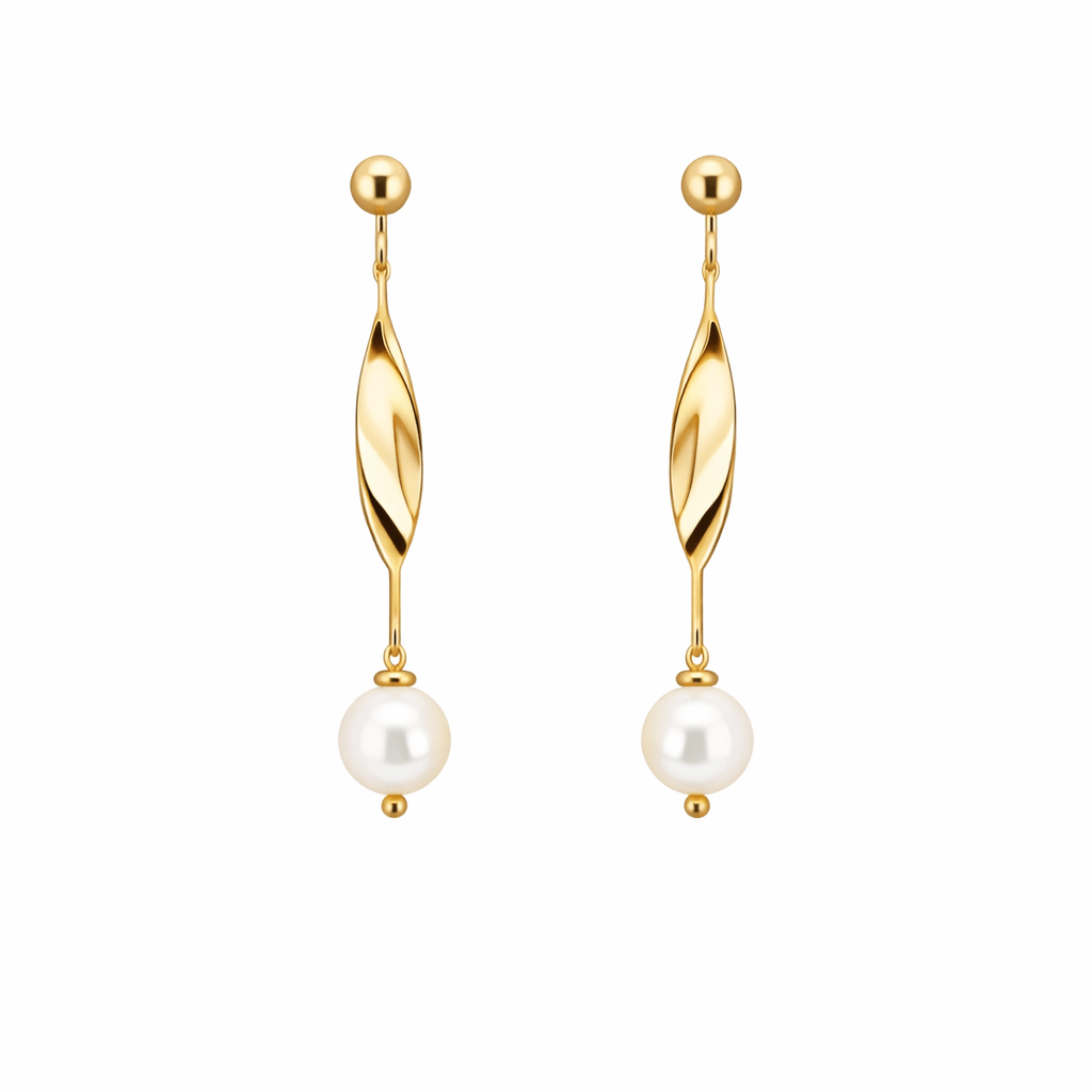 Örhängen hängande med pärla 18k guld - Smyckesbanken