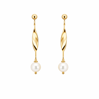 Örhängen hängande med pärla 18k guld - Smyckesbanken