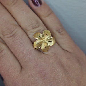 Ring blomma matt & facetterad i 22k guld