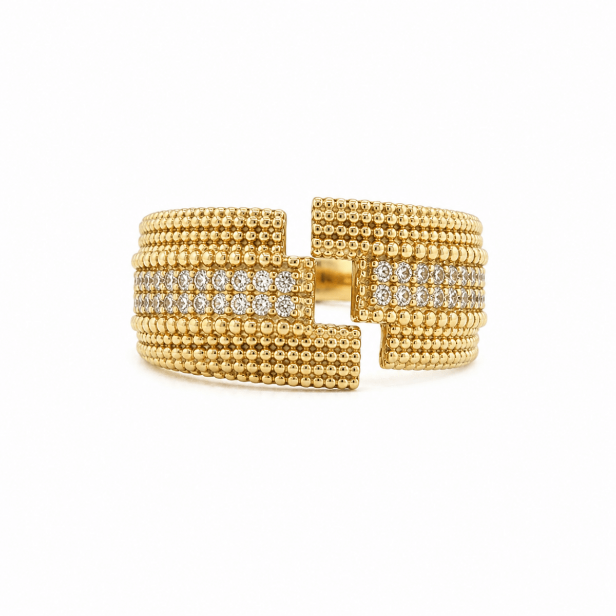 Ring 18k guld justerbar med cubic zirconia kristaller - Smyckesbanken