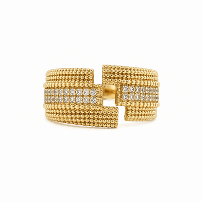Ring 18k guld justerbar med cubic zirconia kristaller - Smyckesbanken