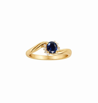 Ring 18k med oval safir & diamanter - Smyckesbanken