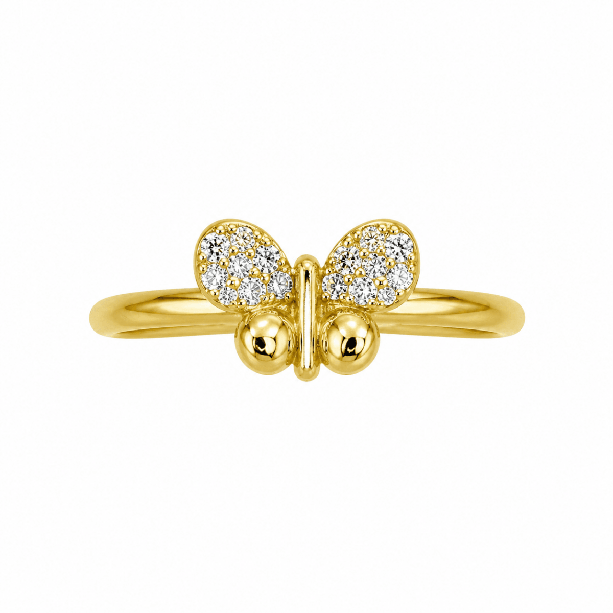 Ring fjäril 14k guld med cubic zirconia kristaller - Smyckesbanken