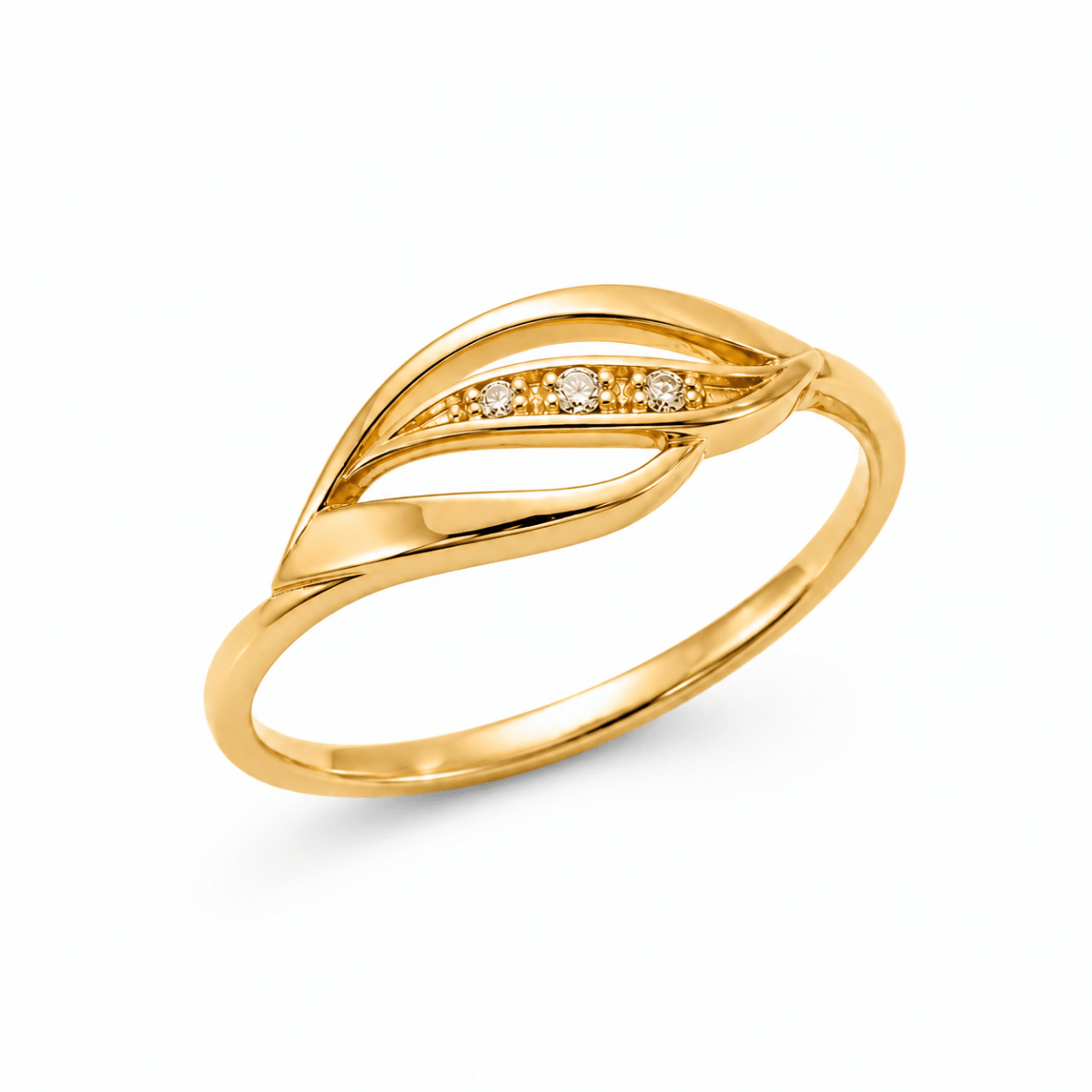 Ring genombruten design 18k guld med stenar - Smyckesbanken