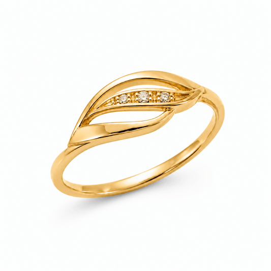 Ring genombruten design 18k guld med stenar - Smyckesbanken