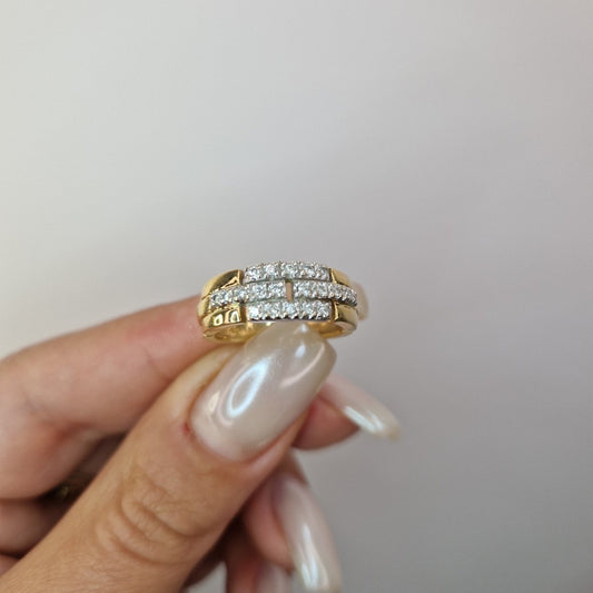 Ring i två färgat 18k guld med diamanter - Smyckesbanken