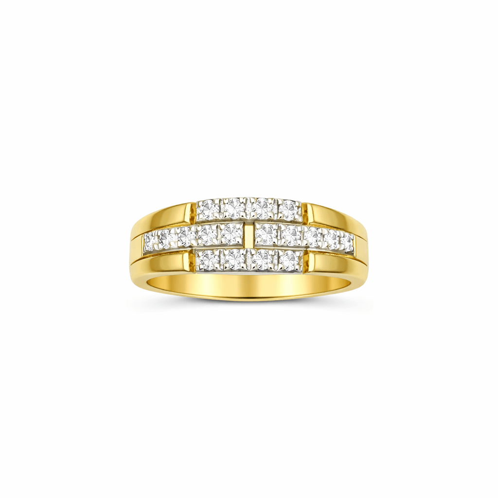 Ring i två färgat 18k guld med diamanter - Smyckesbanken