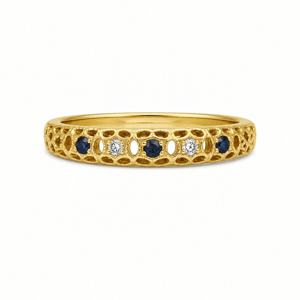 Ring med Safirer och Diamanter 18k guld - Smyckesbanken