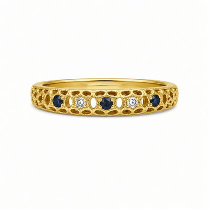 Ring med Safirer och Diamanter 18k guld - Smyckesbanken