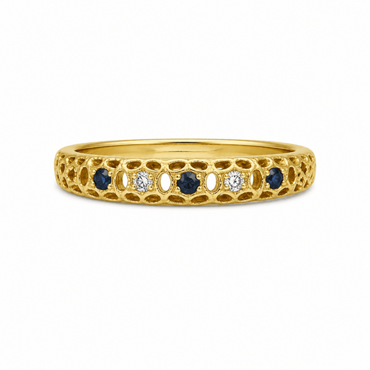 Ring med Safirer och Diamanter 18k guld - Smyckesbanken