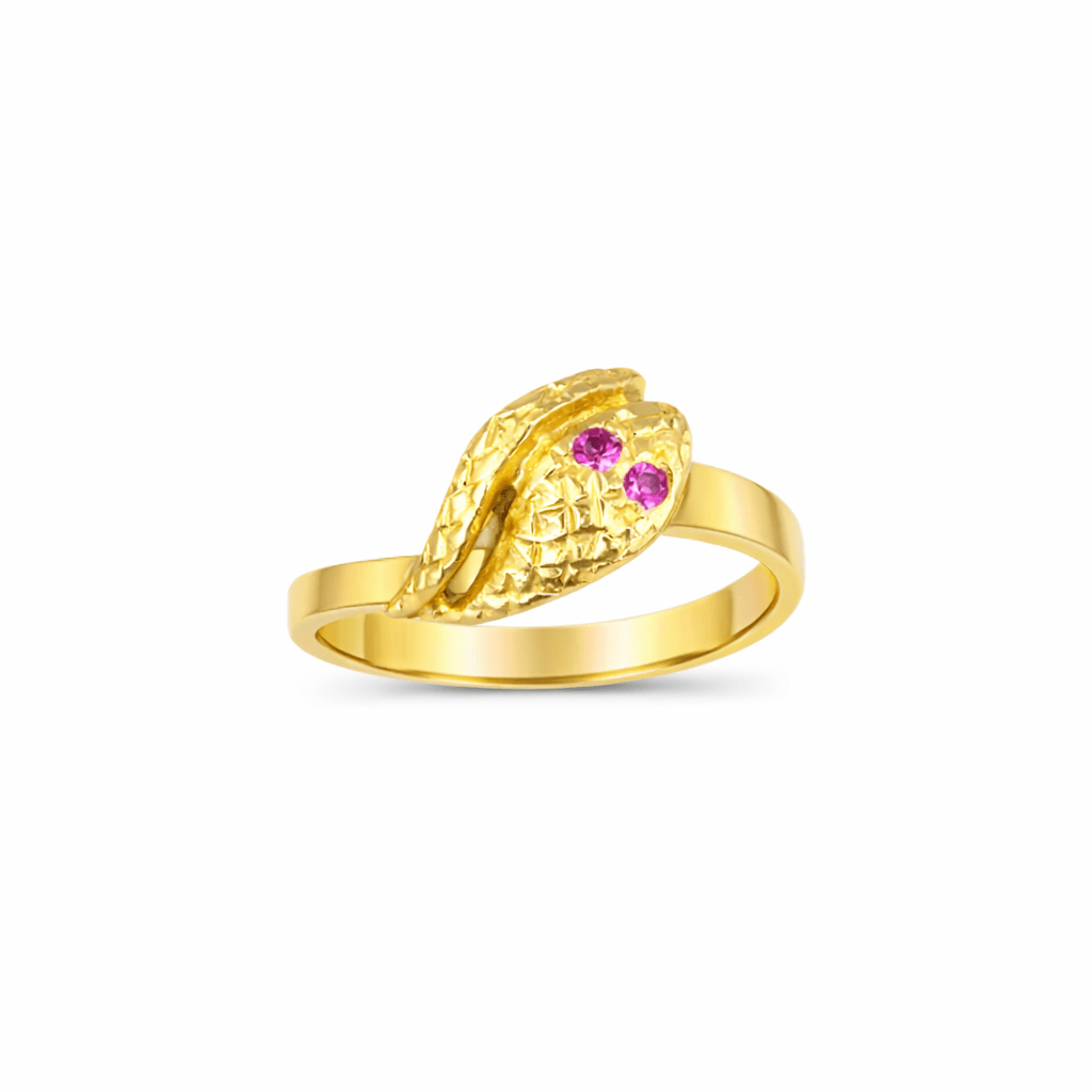 Ring orm med rosa ögon 18k guld - Smyckesbanken